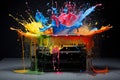 Artistic Printer color splashes element. Generate Ai Royalty Free Stock Photo