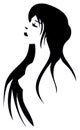 Artistic profile of woman, femininity, stylized, isolated.