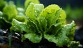 Artistic recreation of fresh lettuce with drops water