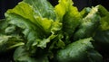 Artistic recreation of wet lettuce leaves with drops water