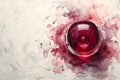 Artistic Red Wine Spill on White Canvas. Concept Abstract Art, Wine Stain, Canvas Painting, Red Royalty Free Stock Photo