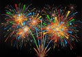 An artistic rendering of a fireworks display set against a black Royalty Free Stock Photo