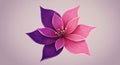 An artistic rendering of a flower features overlapping petals in vibrant shades of