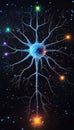Artistic Rendering of a Neuron with Neural Links, Representing the Complexity of the Brain Royalty Free Stock Photo