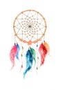 Artistic rendering of a traditional dreamcatcher against a white background.