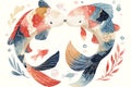 Artistic rendition of Pisces zodiac sign with two fish in a yin-yang pose