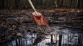 Artistic Reportage: The Floating Shovel In The Muddy Creek