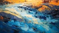 Sunny Sky River: Fluid Abstractions In Orange And Azure Royalty Free Stock Photo