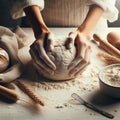 artistic representation of kneading flour, which expresses creativity, symbolic