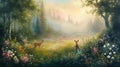 Tranquility of the Wild: Misty Meadow Oasis./n
