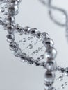 Artistic representation of a molecular structure formed by interconnected suspended water droplets against a soft gray background Royalty Free Stock Photo