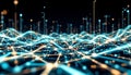 artistic representation of a nighttime network or digital munication infrastructure using geometric shapes Royalty Free Stock Photo