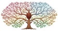 Artistic representation of a tree with colorful branches and labeled nodes. Each Royalty Free Stock Photo
