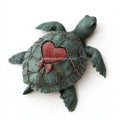 Artistic representation of a turtle with a heart, showcasing creativity and emotion in a unique design Royalty Free Stock Photo