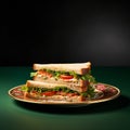 Artistic Sandwich Still-life With Vibrant Colors And Minimalist Background