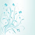 Artistic scroll blue floral design