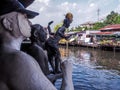 Artistic sculpture on the waterfront at the water klongbangluang bangkok Thailand