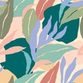 Artistic seamless pattern with abstract leaves. Modern design. Royalty Free Stock Photo