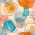 Artistic seamless pattern with abstract leaves. Modern design