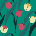 Artistic seamless pattern with abstract tulips. Modern design