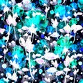 Artistic seamless pattern of watercolor flowers, leaves, inflorescences, branches. Royalty Free Stock Photo