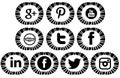 Artistic Set of social networks icons isolated