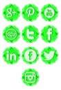 Artistic Set of social networks icons isolated