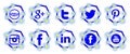 Artistic Set of social networks icons isolated