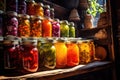 artistic shot of light shining through colorful preserves