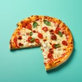 Artistic Slice Of Pizza On Turquoise Background Royalty Free Stock Photo