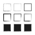 Artistic square frames. Geometric abstract outlines. Minimalist black vector. Irregular bold shapes.