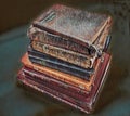 Artistic Stack of Vintage Bibles Royalty Free Stock Photo