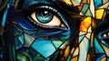 Artistic stained glass detail, a vibrant and intricate background.