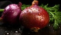 Artistic still life of red onions