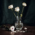Artistic Still Life of Roses in a Vase. Generative AI
