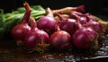 Artistic still life of wet red onions