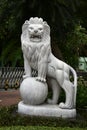 Artistic carved stone lion