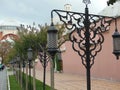 Artistic street lamps and Hagia Sophia in background, Istanbul