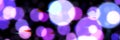 Artistic surreal panoramic banner with illuminated violet pink bokeh lights with glitch wind effect