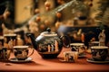 Artistic Tea party set oriental. Generate Ai Royalty Free Stock Photo