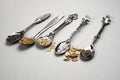 Artistic teaspoons and edible seeds Royalty Free Stock Photo
