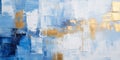 artistic texture made with oil acrylic paints,large strokes in the form of squares,blue-gold scale,banner concept,blank for design