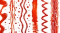 Artistic Tomato Ketchup Drizzles: A Whimsical Display of Dots, Straight Lines, Wavy Patterns, and Zi