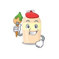 An artistic toner artist mascot design paint using a brush Royalty Free Stock Photo