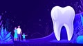 Artistic tooth implant process infographic with visually appealing elements and text descriptions