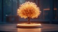 Artistic tree-shaped lamp with luminous bulbs and metal branches, illuminated in a studio setting Royalty Free Stock Photo