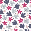 Artistic trendy seamless floral ditsy repeat pattern design. Modern elegant repeating blooming flowers and foliage background Royalty Free Stock Photo