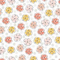 Artistic trendy vector seamless floral ditsy pattern design. Elegant repeating blooming flower and polka dots background Royalty Free Stock Photo