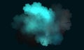 Artistic turquoise cloud or cluster of steam with incisions or notching on black background. Royalty Free Stock Photo