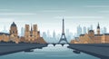 Vector art of famous Paris cityscape monuments Royalty Free Stock Photo